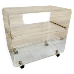 Meuble tele hi-fi en plexiglas transparent 1980 signé David Lange