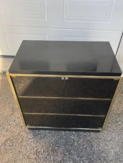 Meuble télé vintage noir et or année 70/80