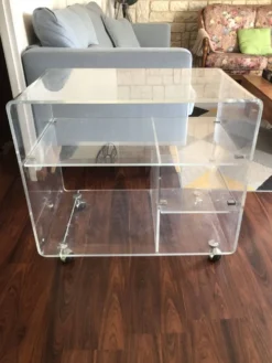 Meuble tv designer David Lange Plexiglas vintage