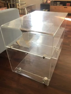 Meuble tv designer David Lange Plexiglas vintage