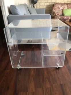 Meuble tv designer David Lange Plexiglas vintage