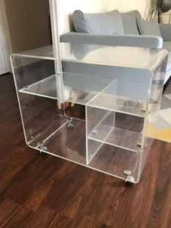 Meuble tv designer David Lange Plexiglas vintage