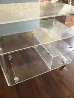 Meuble tv designer David Lange Plexiglas vintage