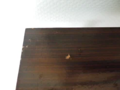 Meuble TV formica, 2 plateaux, sur roulettes atypiques incurvées - Années 60