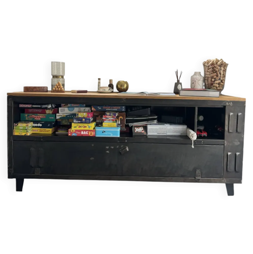 Meuble TV ou rangement en bois et métal