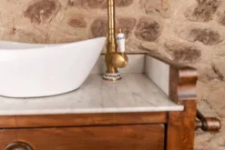 Meuble vasque ancien marbre et bois de style Louis-Philippe