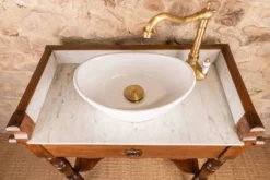 Meuble vasque ancien marbre et bois de style Louis-Philippe