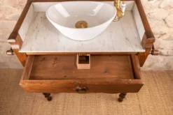Meuble vasque ancien marbre et bois de style Louis-Philippe