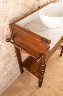 Meuble vasque ancien marbre et bois de style Louis-Philippe