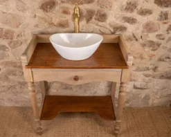 Meuble vasque en bois massif de style Louis-Philippe