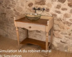 Meuble vasque en bois massif de style Louis-Philippe