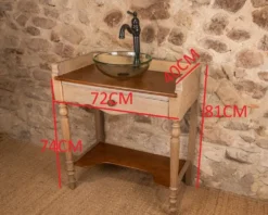 Meuble vasque en bois massif de style Louis-Philippe