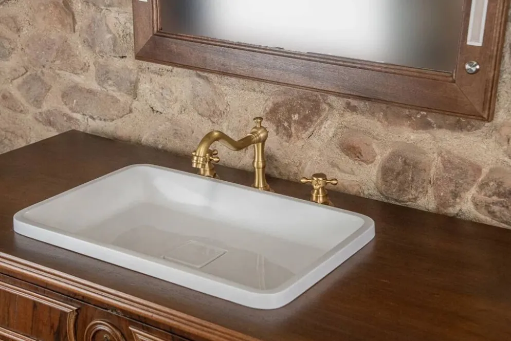 Meuble vasque Louis-Philippe en noyer & miroir LED assorti