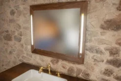 Meuble vasque Louis-Philippe en noyer & miroir LED assorti