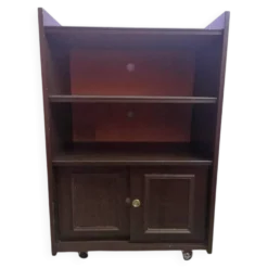 Meuble vintage bibliothèque, télé ou chaîne hifi roulettes porte glissante
