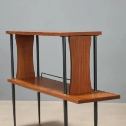 Meuble vintage en teck, métal et laiton, Italie, années 1960