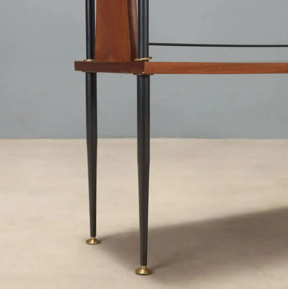 Meuble vintage en teck, métal et laiton, Italie, années 1960