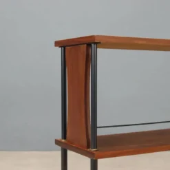 Meuble vintage en teck, métal et laiton, Italie, années 1960