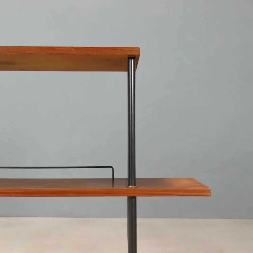 Meuble vintage en teck, métal et laiton, Italie, années 1960