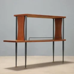 Meuble vintage en teck, métal et laiton, Italie, années 1960