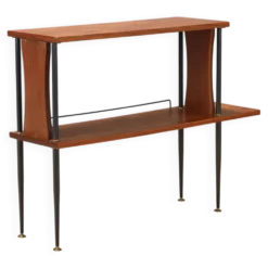 Meuble vintage en teck, métal et laiton, Italie, années 1960