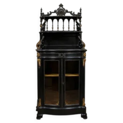 Meuble vitrine Napoléon III en bois noirci et rehauts dorés – XIXe siècle