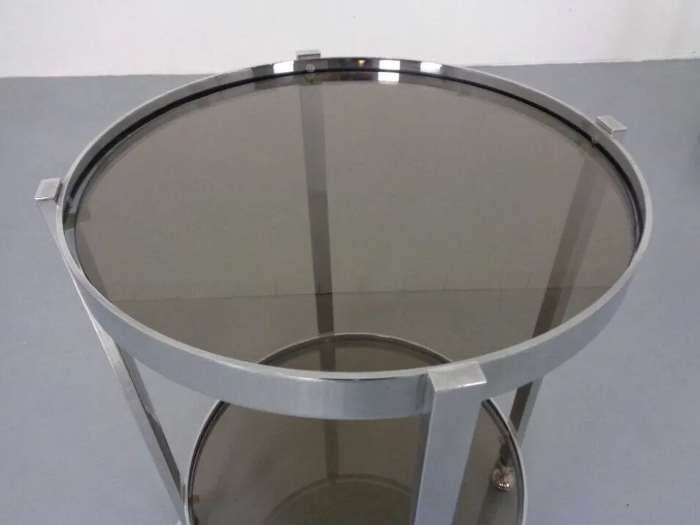 Mid-Century Glass & Metal Serving Bar Carts, 1960s, Set of 2