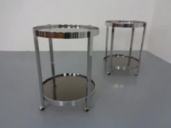 Mid-Century Glass & Metal Serving Bar Carts, 1960s, Set of 2