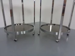 Mid-Century Glass & Metal Serving Bar Carts, 1960s, Set of 2