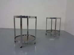 Mid-Century Glass & Metal Serving Bar Carts, 1960s, Set of 2