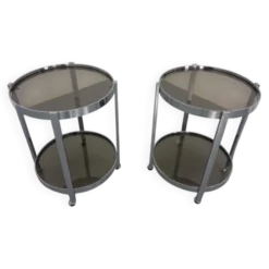 Mid-Century Glass & Metal Serving Bar Carts, 1960s, Set of 2