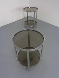 Mid-Century Glass & Metal Serving Bar Carts, 1960s, Set of 2