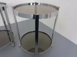 Mid-Century Glass & Metal Serving Bar Carts, 1960s, Set of 2