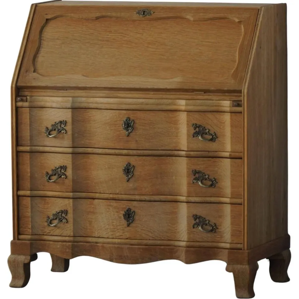 Milieu du 20e siècle, Danis Modern Oak Drop-Front Secretary Desk / Bureau