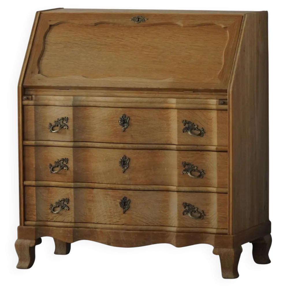Milieu du 20e siècle, Danis Modern Oak Drop-Front Secretary Desk / Bureau