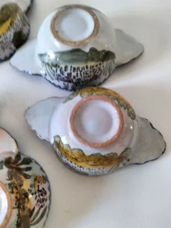5 mini bols à oreilles en faïence de Charolles décor village et coq