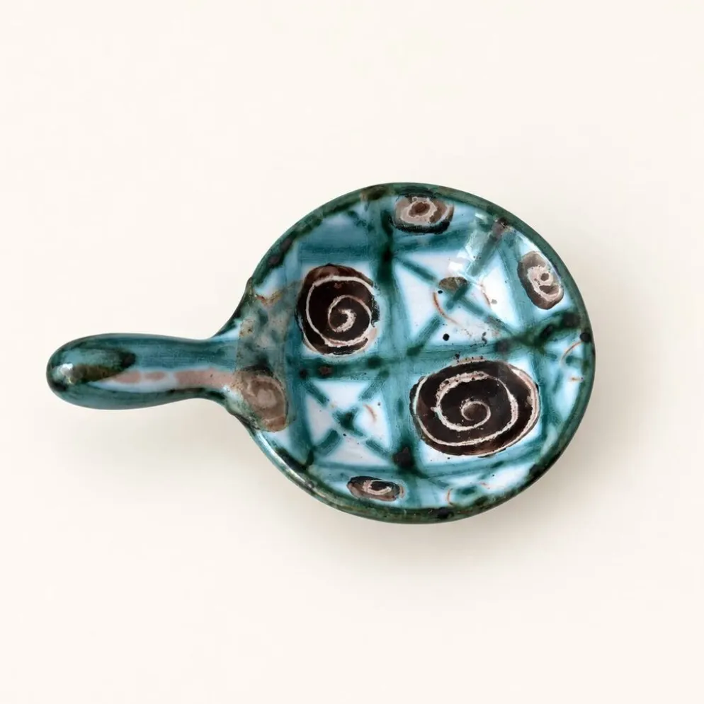 Mini poêlon en céramique de Robert Picault, décor spirales, années 60