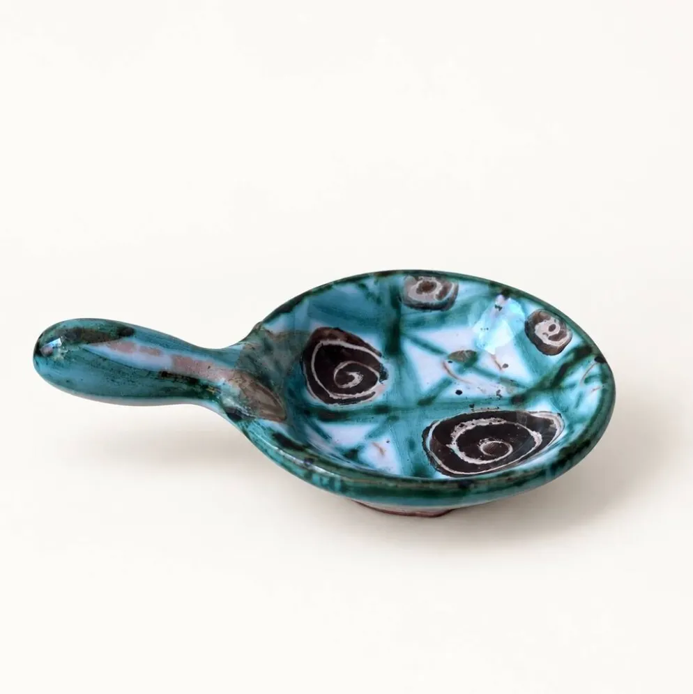 Mini poêlon en céramique de Robert Picault, décor spirales, années 60