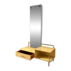 Miroir de coiffeur Bauhaus bois métal verre Slezák années 1930 Tchécoslovaquie