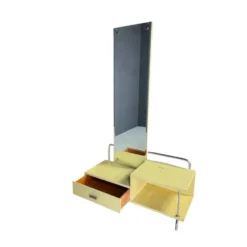 Miroir de coiffeur Bauhaus bois métal verre Slezák années 1930 Tchécoslovaquie