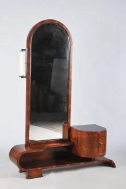 Miroir de coiffeuse Art Déco tchèque en noyer, années 1930