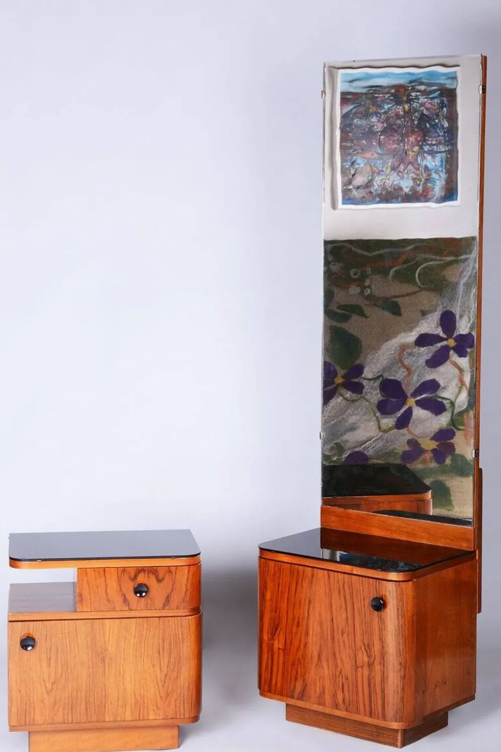 Miroir de dressing Art Déco par J. Halabala pour Up Zavody, République tchèque, années 1940, ensemble de 2