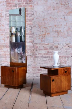Miroir de dressing Art Déco par J. Halabala pour Up Zavody, République tchèque, années 1940, ensemble de 2