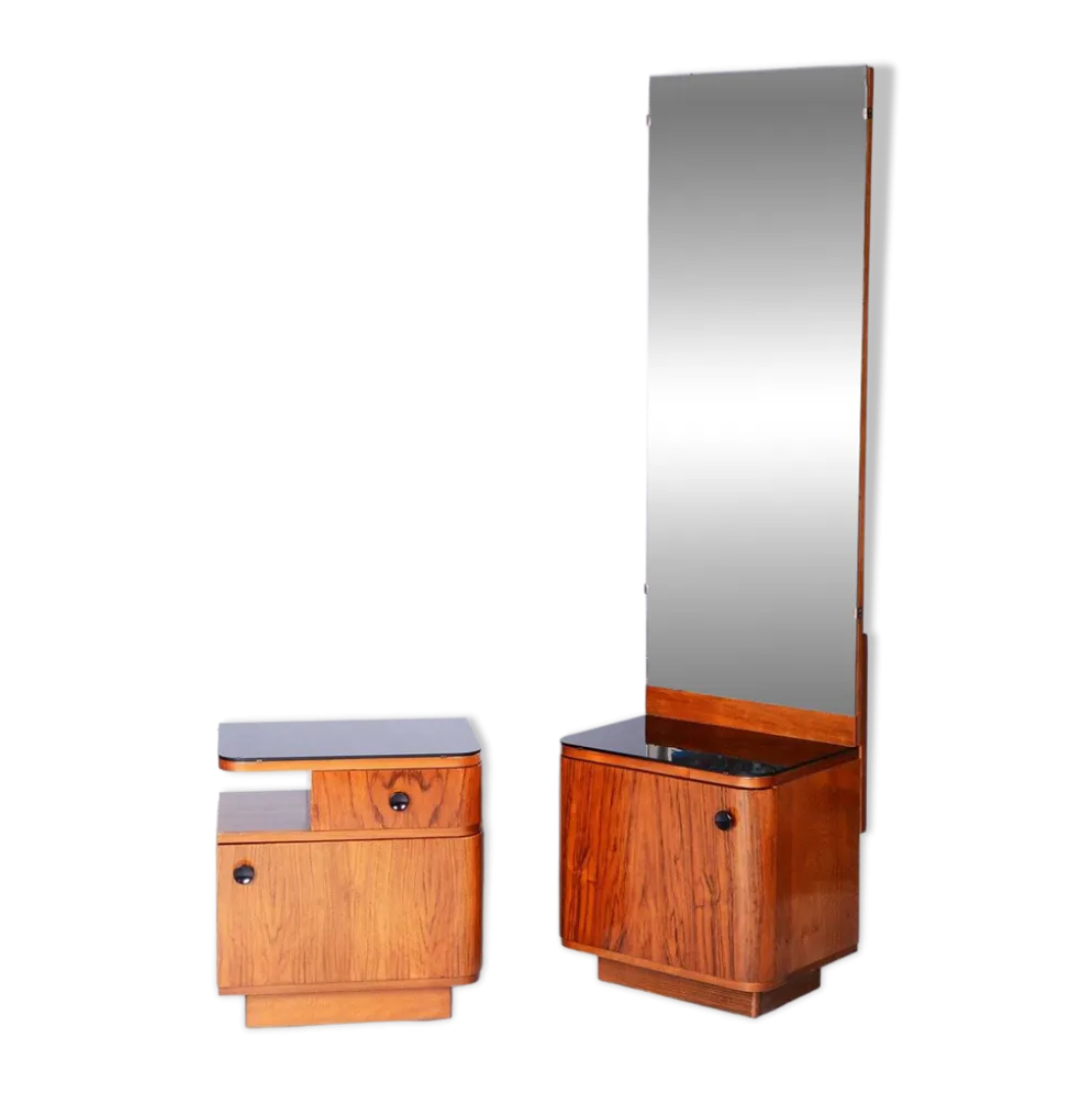 Miroir de dressing Art Déco par J. Halabala pour Up Zavody, République tchèque, années 1940, ensemble de 2