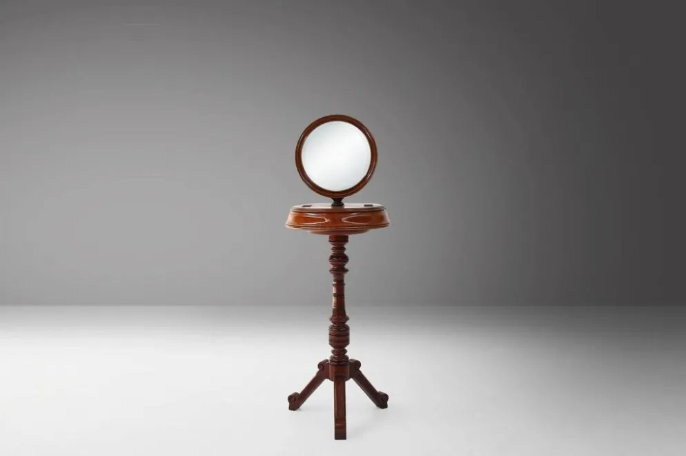 Miroir de maquillage romantique avec rangement latéral, France années 1850
