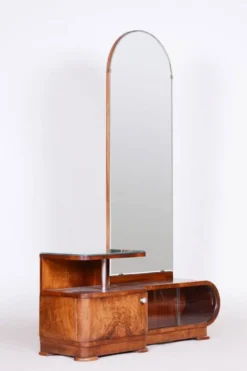 Miroir de toilette Art Déco en noyer, tchèque, années 1920