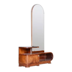 Miroir de toilette Art Déco en noyer, tchèque, années 1920
