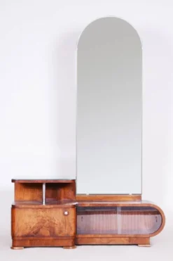 Miroir de toilette Art Déco en noyer, tchèque, années 1920