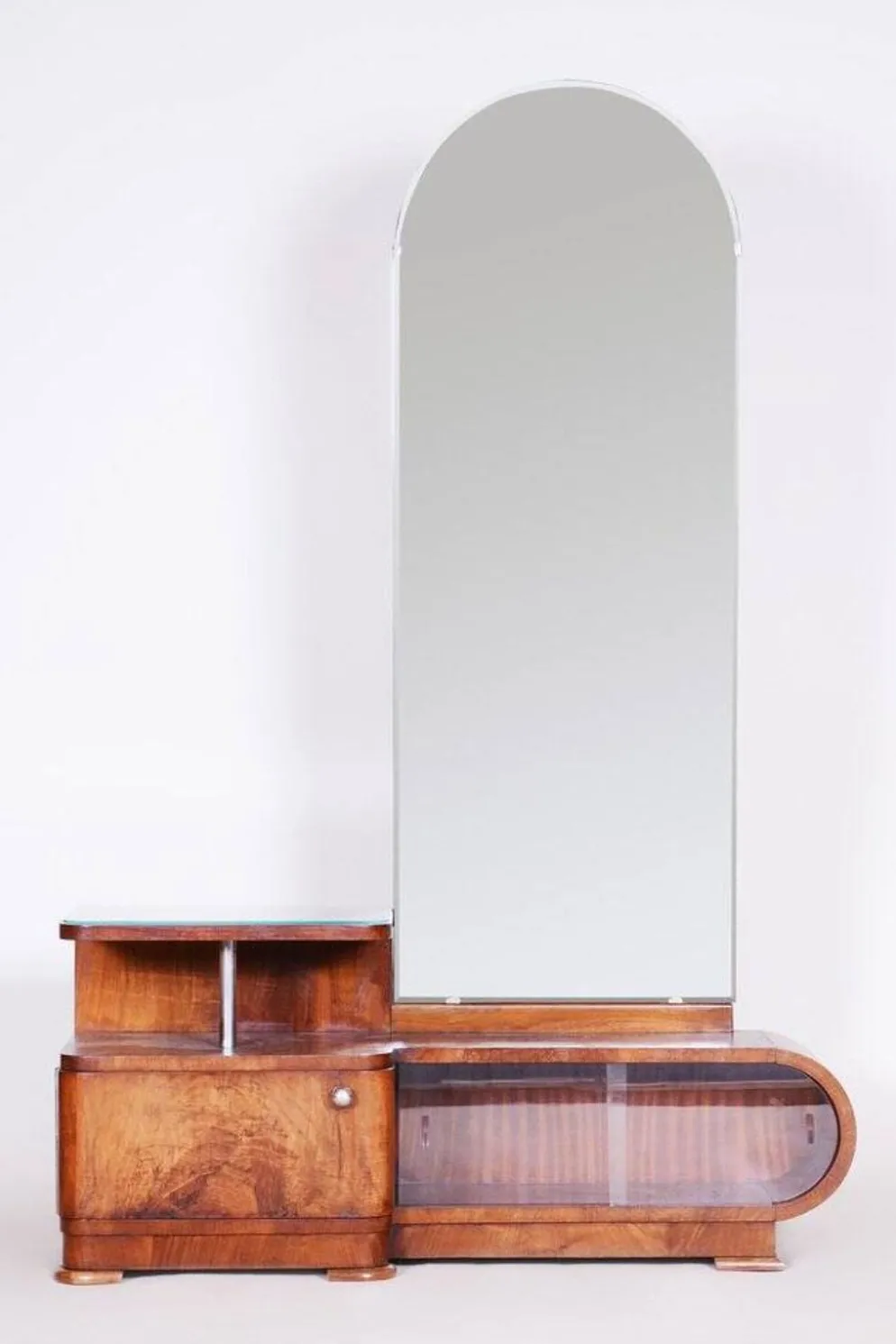 Miroir de toilette Art Déco en noyer, tchèque, années 1920