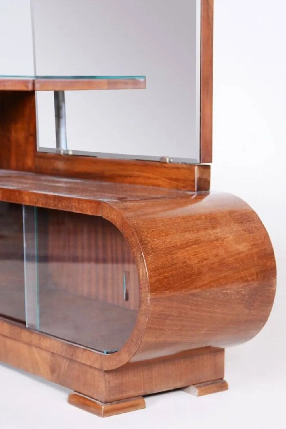 Miroir de toilette Art Déco en noyer, tchèque, années 1920